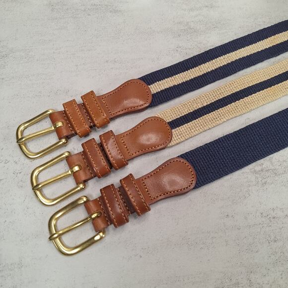 Coach Natural Linen Belts (Lot of 3) Unisex Size 40 Navy Blue 3811 3822 3830 EUC - Picture 1 of 7